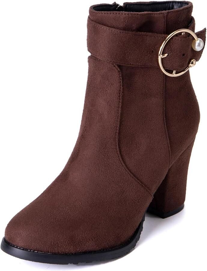 Dames enkellaarsjes met stevige blokhak en ritssluiting