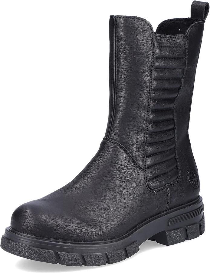 Dames Enkellaarsjes Zwart Imitatieleer Comfortabele Platte Hak