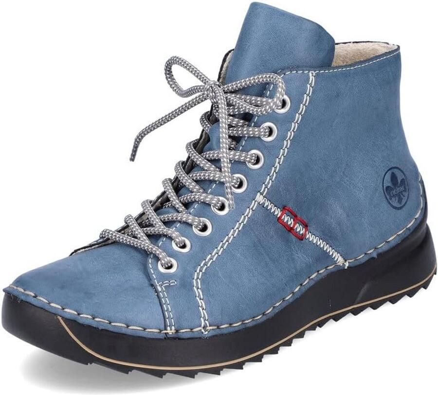 Dames Enkellaarzen Blauw Veter Comfortabele Enkellaarsjes