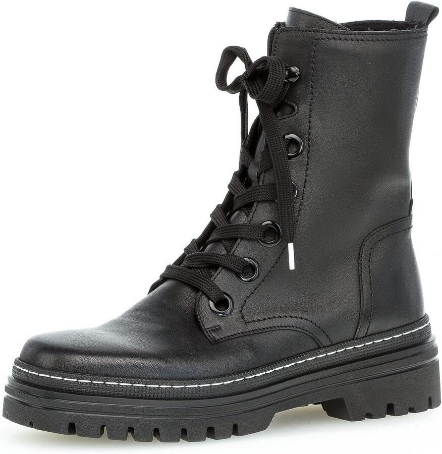 Dames Enkellaarzen Combat Stijl met Uitneembaar Voetbed Comfortabele Veterschoenen