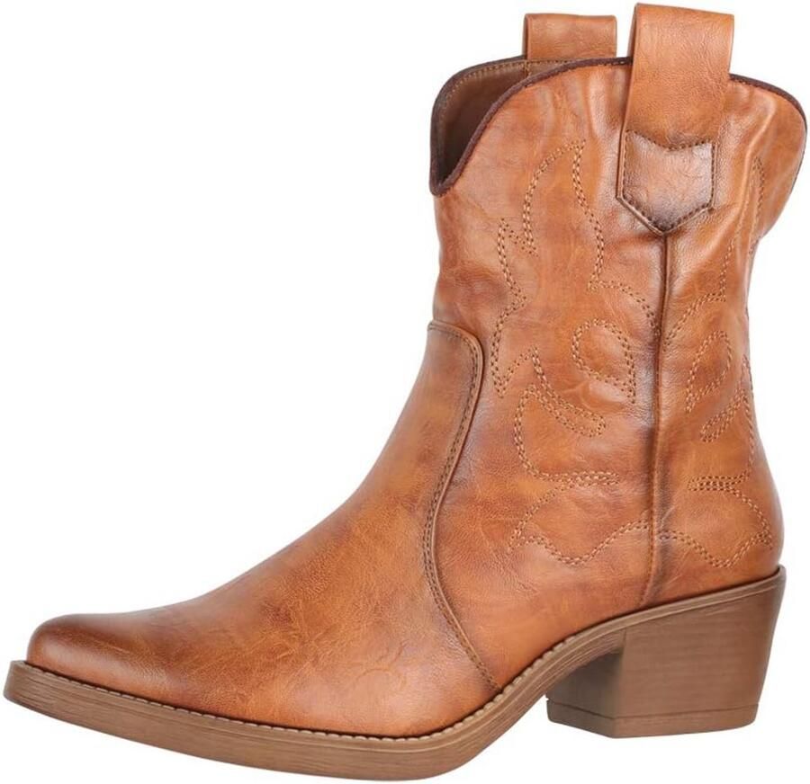 Dames Enkellaarzen Cowboy Laarzen Chunky Rayan Stijl