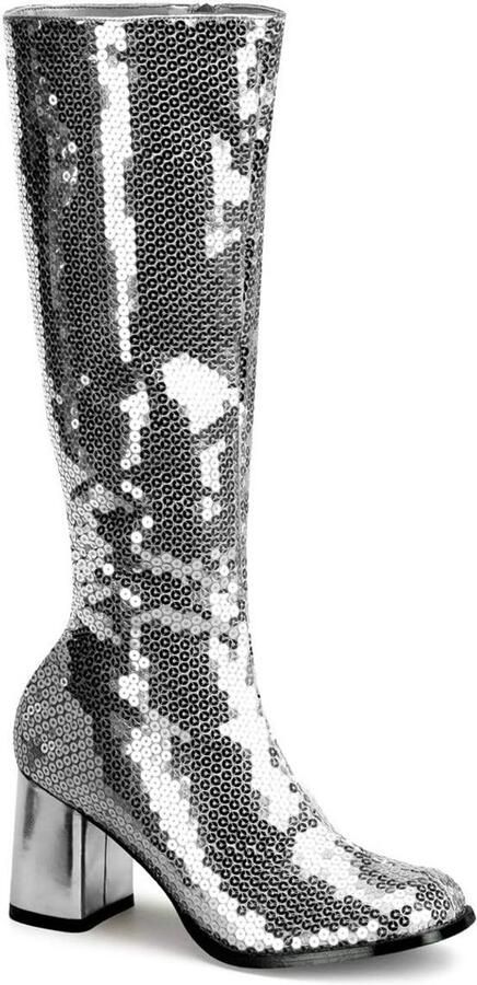 Dames Enkellaarzen met Blokhak en Pailletten Kniehoog