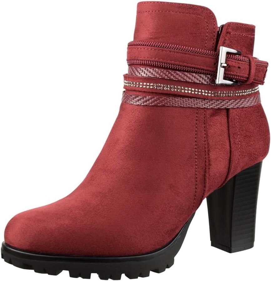 Dames Enkellaarzen met Blokhak en Plateau Comfortabele Suède-look Laarsjes