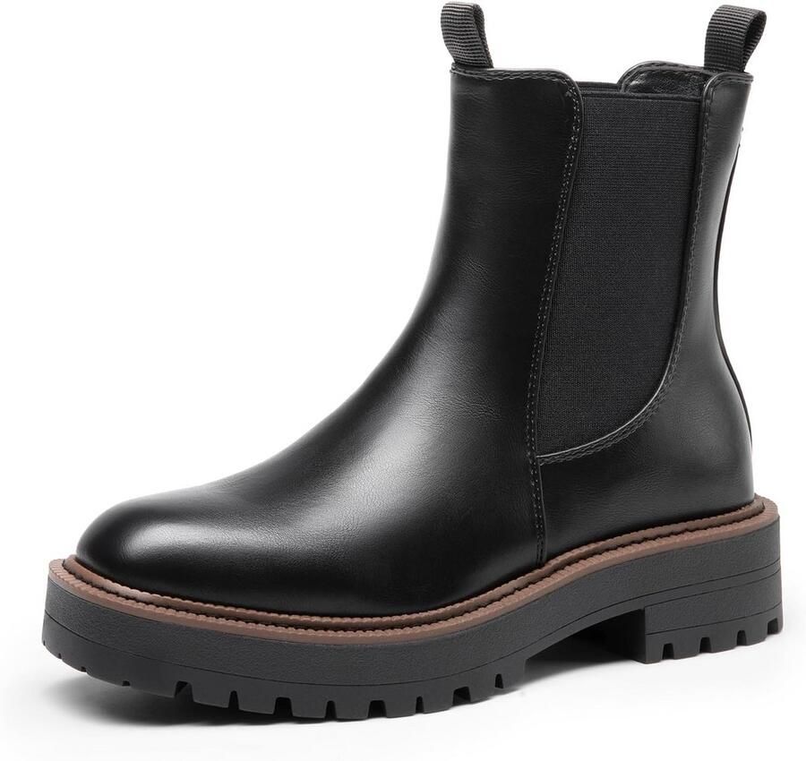 Dames Enkellaarzen met Blokhak en Plateauzool voor Winter en Herfst