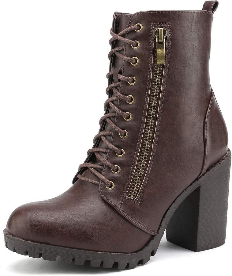 Dames Enkellaarzen met Blokhak en Ritssluiting Comfortabele Winterlaarzen