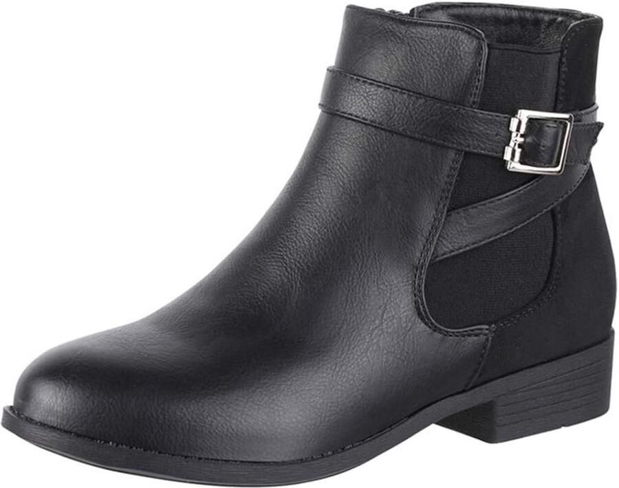 Dames Enkellaarsjes Chelsea Laarzen met Chunky Hak