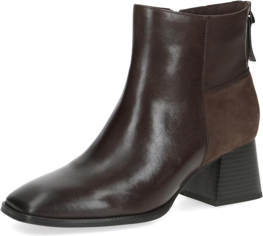 Dames Enkellaarzen met Hak Leer en Veterluiting Brede G-wijdte