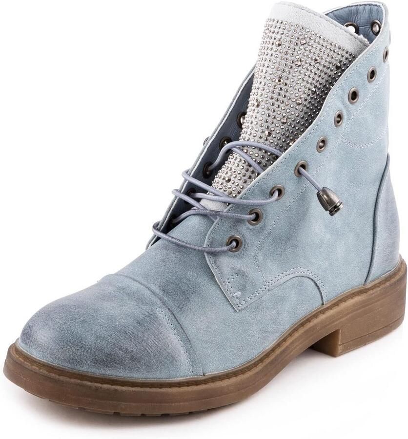 Dames Enkellaarzen met Strass Stoere Bikerstijl Laarzen voor de Winter