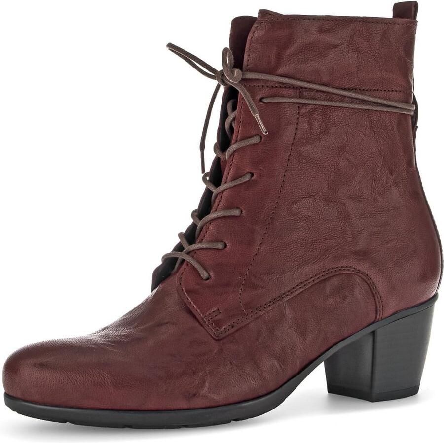Dames Enkellaarzen Met Veters & Rits Suède en Leer Blokhak