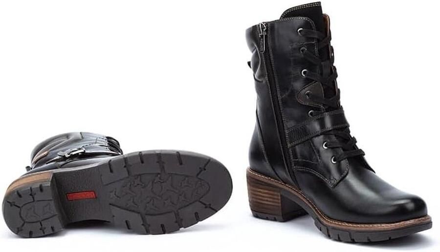 Dames enkellaarzen met veters en ritssluiting