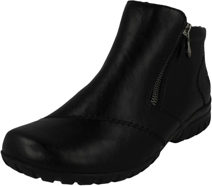 Dames Enkellaars Zwart Gevlochten Warm Gevoerd Rits Brede H Pasvorm