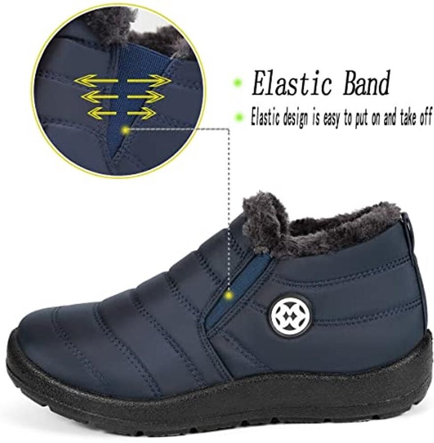 Dames Enkellaarzen met Warme Voering en Uitneembaar Voetbed 36-48