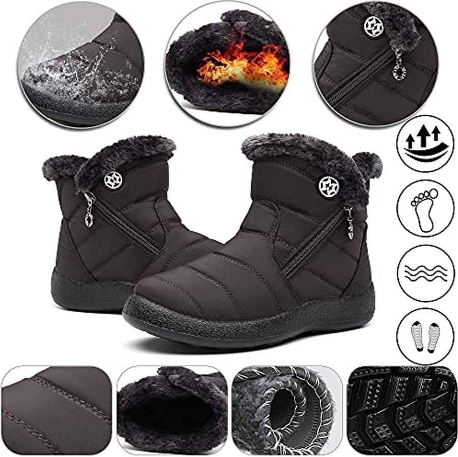 Dames Enkellaarzen met Warme Voering en Uitneembaar Voetbed