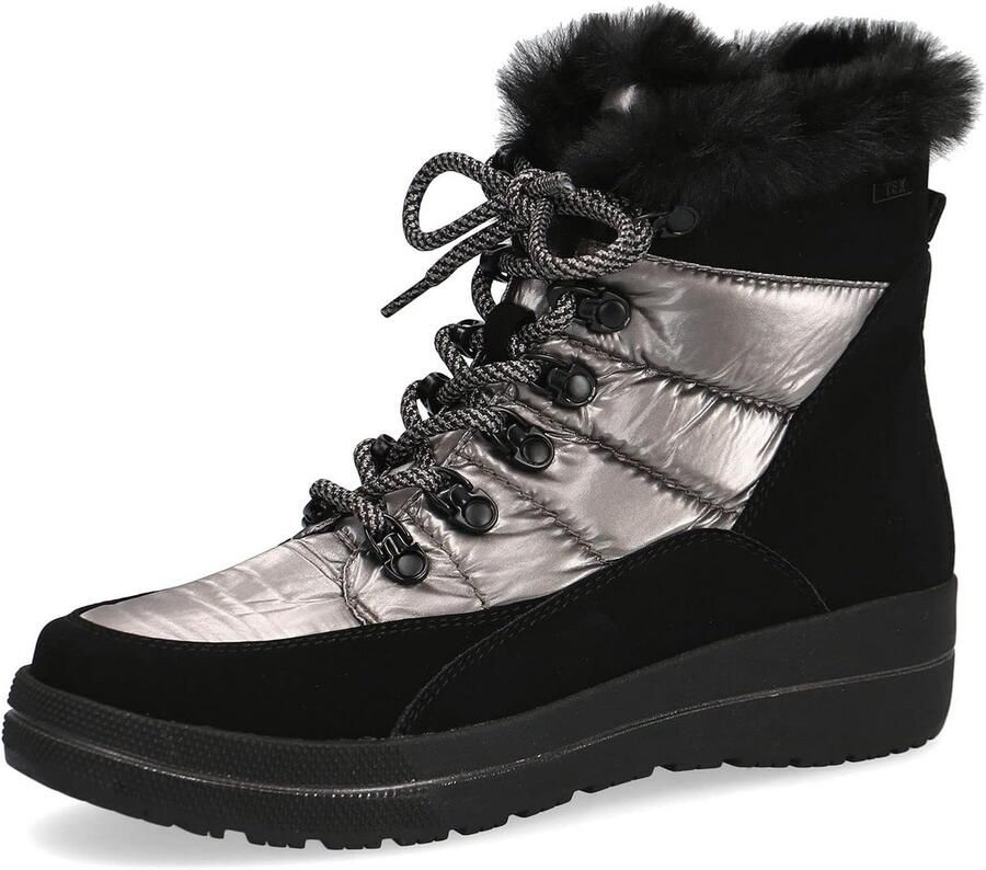 Dames enkellaarzen van leer met vetersluiting voor brede voeten