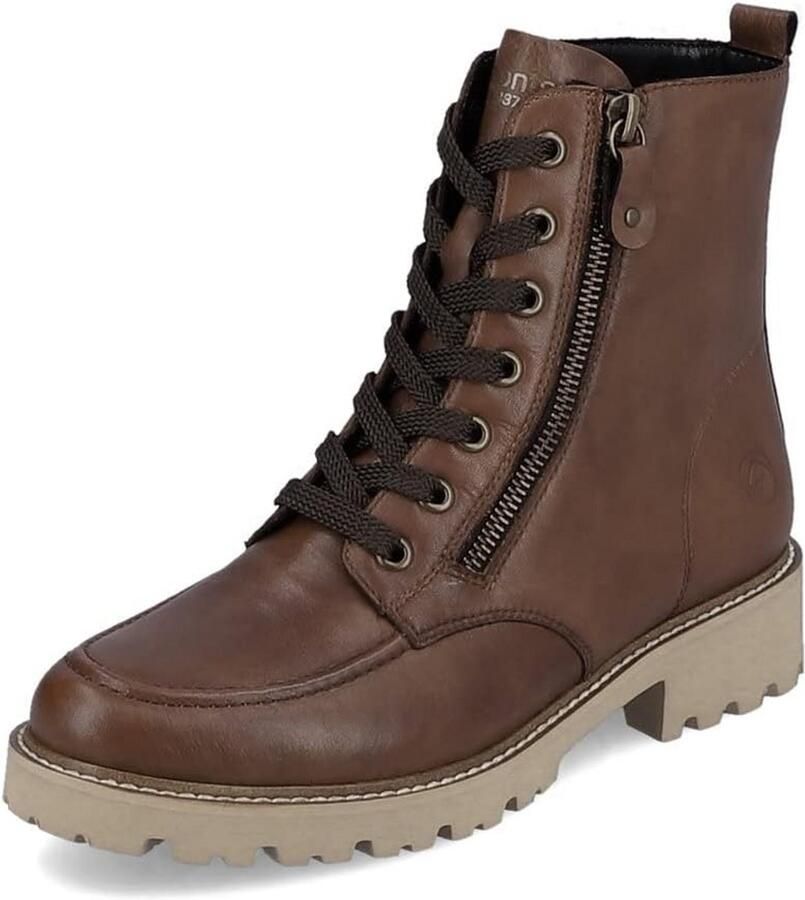 Dames Enkellaarzen Veterboots met Uitneembaar Voetbed Comfortabele Leren Laarsjes