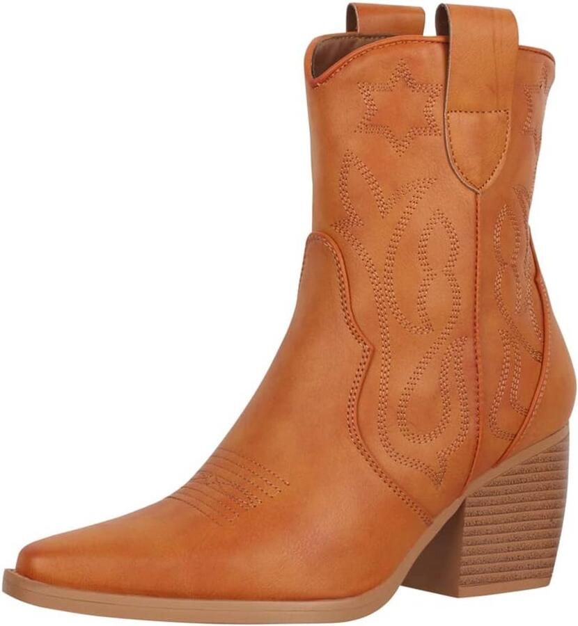 Dames Enkellaarzen Westernstijl met Blokhak Laarzen