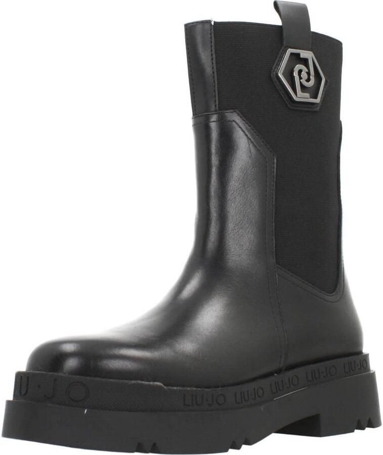 Dames enkellaarzen zwart leer met hak