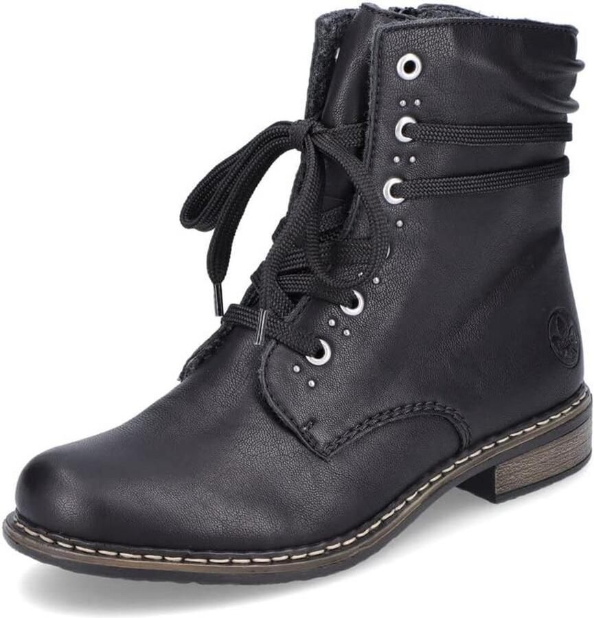 Dames Enkellaarzen Zwart Met Veters en Rits Comfortabele Vrouwen Laarzen