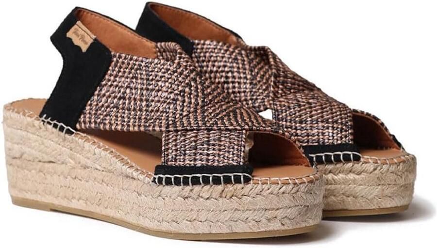Dames Espadrille Sleehak Sandaal met Geweven Stof