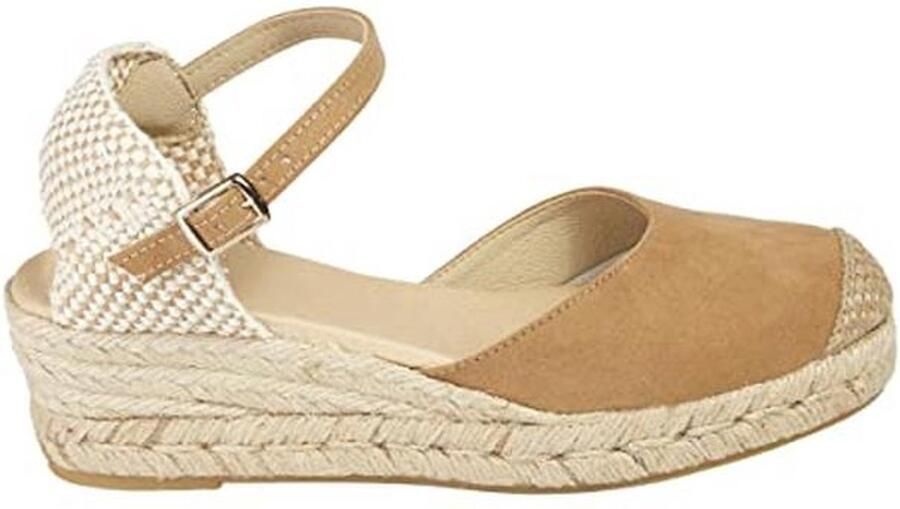 Dames Espadrille Sandalen in Jute met Sleehak Plateauschoenen met Gesloten Neus