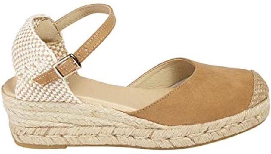 Dames Espadrille Sandalen in Jute met Sleehak Plateauschoenen met Gesloten Neus