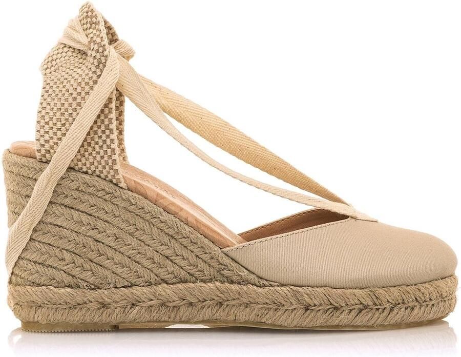 Dames Espadrille Sandalen met Strik Beige