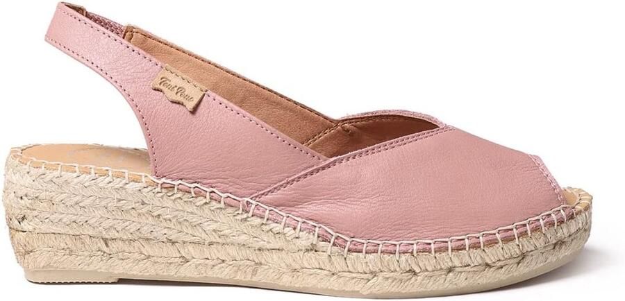 Dames Espadrille Sleehak Leer Peep Toe Zomer Sandaal