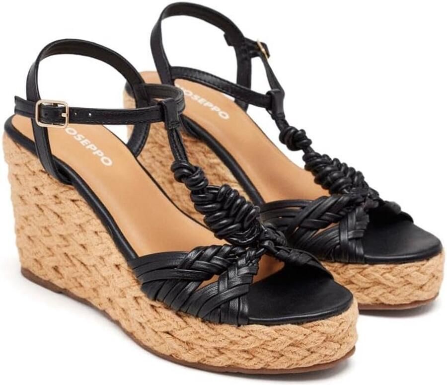 Dames Espadrille Sleehak Sandalen Leren Voering