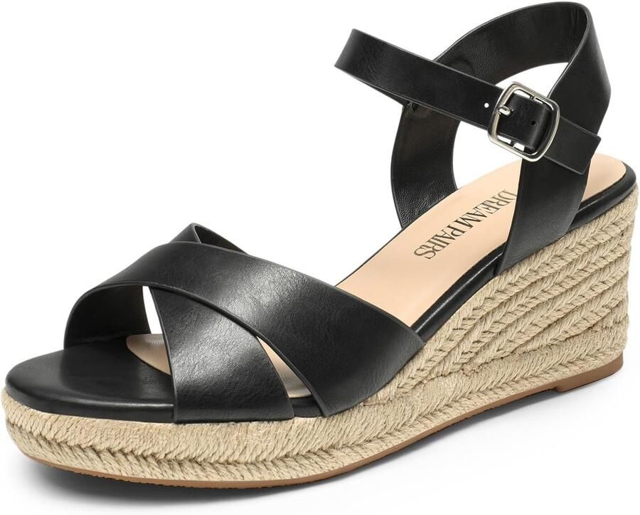 Dames Espadrille Sleehak Sandalen met Elastische Enkelband