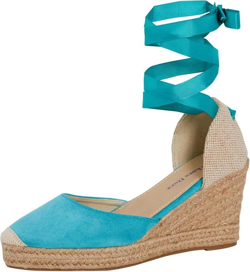 Dames Espadrille Sleehak Sandalen Met Enkelbandjes