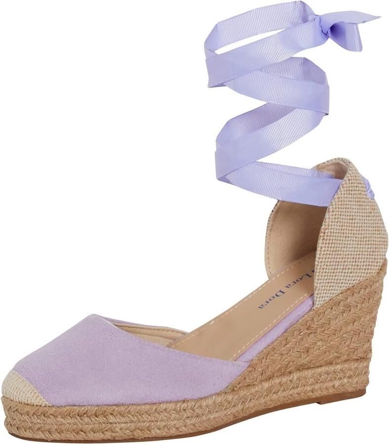 Dames Espadrille Sleehak Sandalen met Enkelstrik Zomer