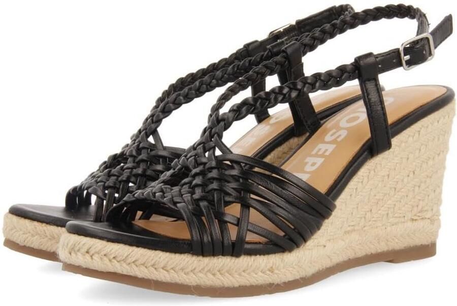 Dames Espadrille Sleehak Sandalen met Leer en Verstelbare Bandjes