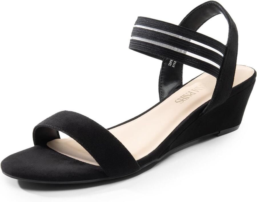 Dames Espadrille Sleehak Sandalen met Open Neus en Elastische Enkelband