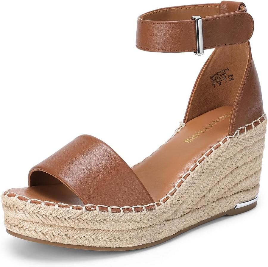 Dames Espadrille Sleehak Sandalen met Plateauzool en Enkelbandje Comfortabele Zomerschoenen
