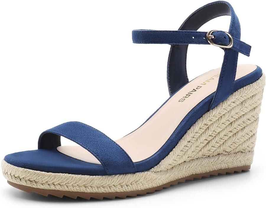 Dames Espadrille Sleehak Sandalen met Platform en Elastische Enkelband