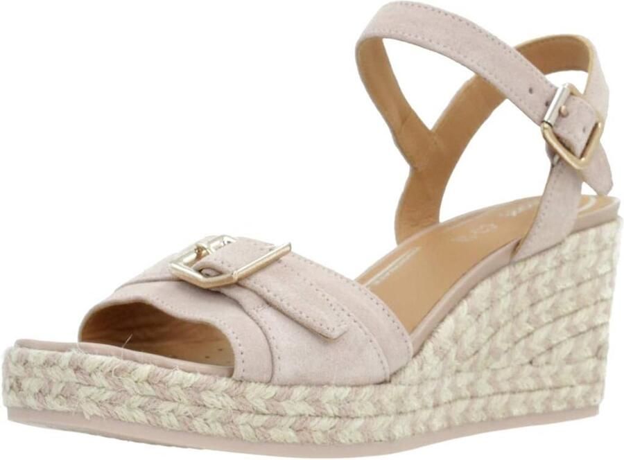 Dames Espadrille Sleehak Sandalen Nude Suède