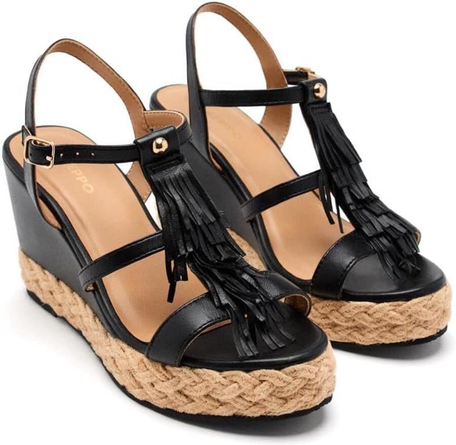 Dames Espadrille Sleehak Zomer Sandaal met Franjes