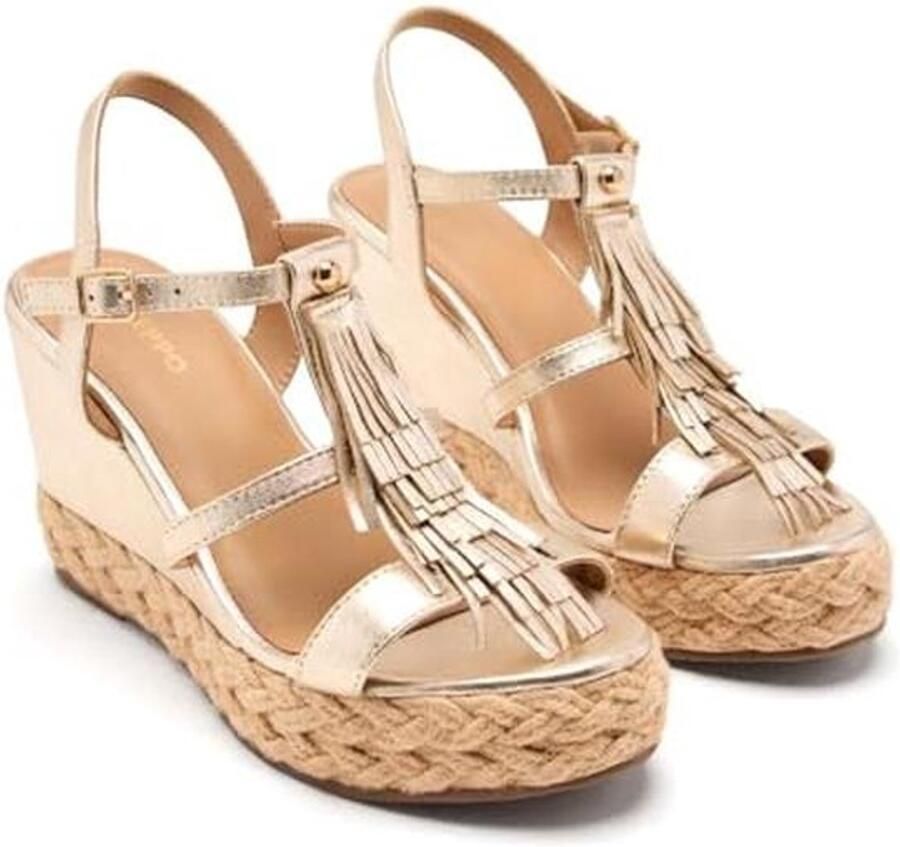 Dames Espadrille Sleehaksandaal met Franjes