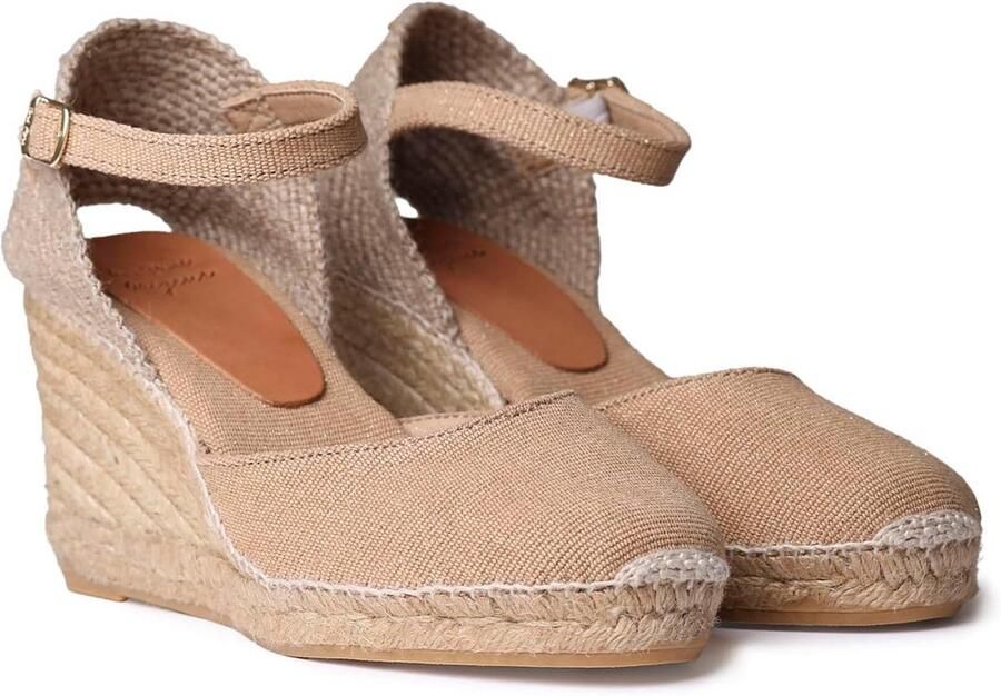 Dames Espadrilles met Hoge Sleehak van Katoen en Linnen