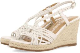 Dames Espadrilles met Houten Sleehak en Gevlochten Bandjes Wit