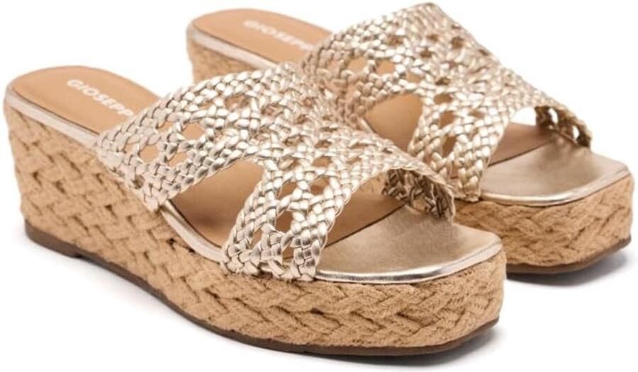 Dames Espadrilles met Jute Wedge en Leren Bandjes