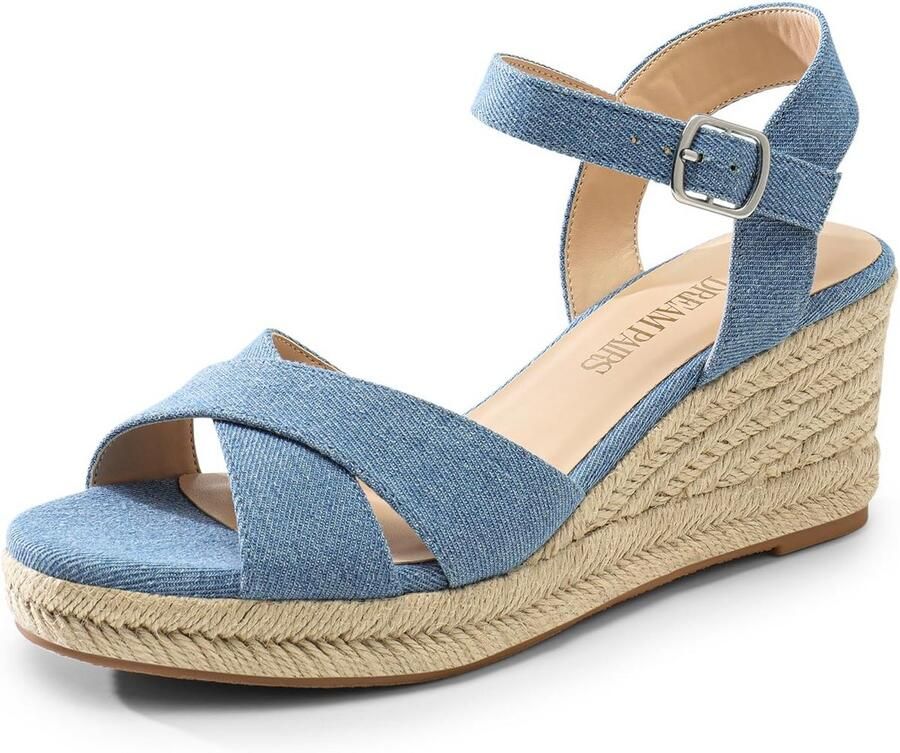 Dames Espadrilles met Sleehak en Enkelriempjes