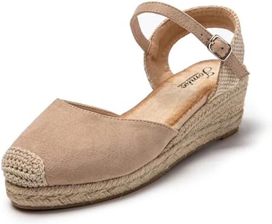 Dames Espadrilles met Sleehak en Verstelbare Gesp Comfortabele Zomersandalen