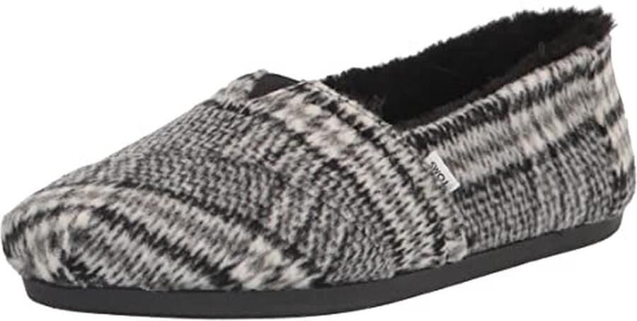 Dames espadrilles met zwart-plaid dessin in eco-vriendelijk faux leer