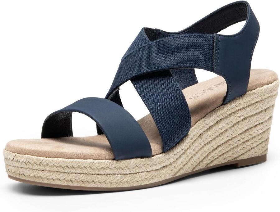 Dames Espadrilles Plateau Zomer Sandalen met Elastische Enkelband