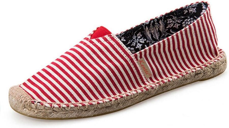 Dames Espadrilles Platte Instappers Gestreept Canvas Ademend