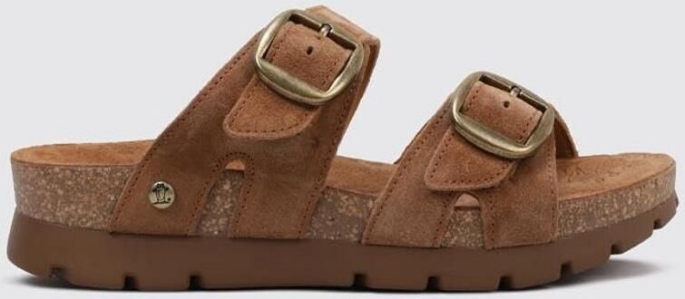 Dames Espadrilles Platte Sandalen Blauw Leer Met Gesp