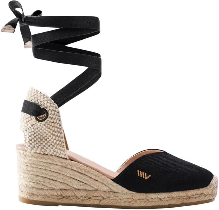 Dames Espadrilles Sleehak Sandalen met Enkelband en Gesloten Neus