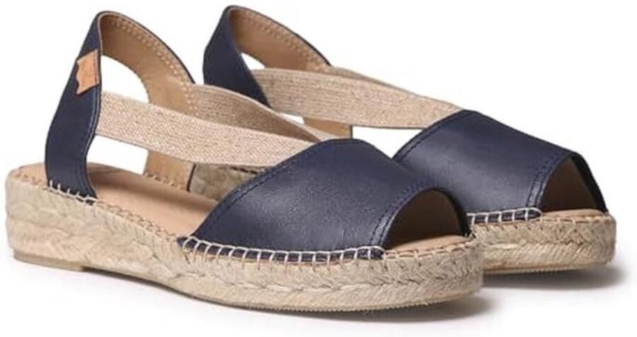 Dames Espadrilles van Leer met Sleehak en Elastiek voor Optimale Pasvorm