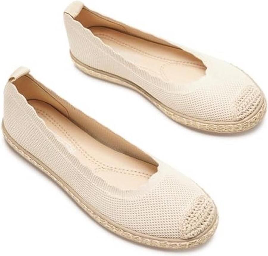 Dames Espadrilles Zomer Twee-Kleurige Gehaakte Ademende Platter Schoenen Zonder Veters